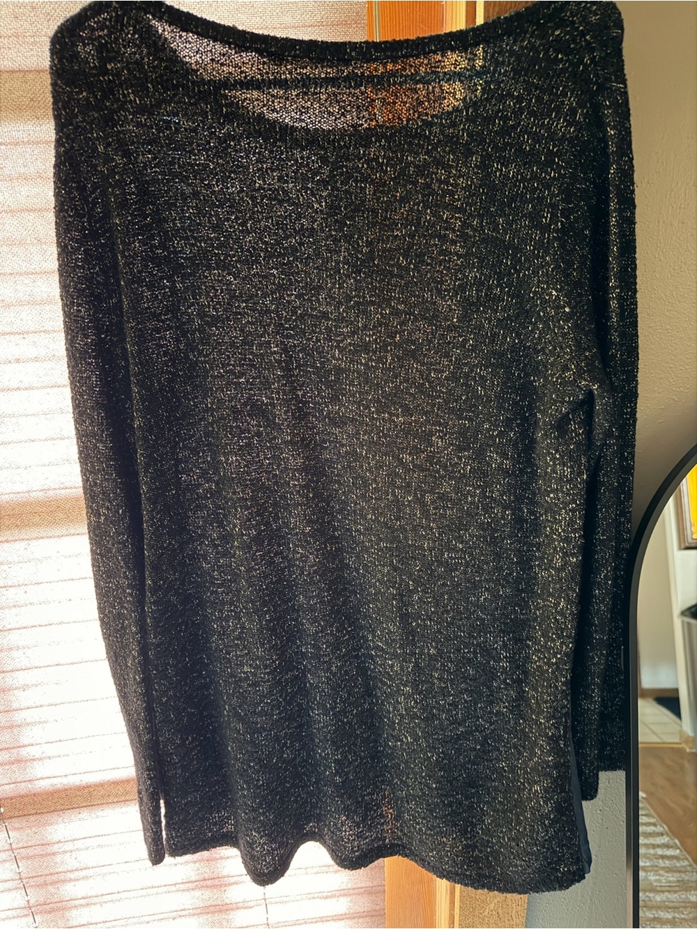 Soft Surroundings Black Metallic-Thread Crew Neck Sweater